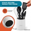 image:imageFarberware Classic Kitchen Crock with Knife Holder amp Tools  Plastic Utensil Organizer with Slotted Turner Spoon Whisk Tongs Shears amp 2 Paring Knives Compact Countertop Storage WhiteFilled