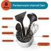 image:imageFarberware Classic Kitchen Crock with Knife Holder amp Tools  Plastic Utensil Organizer with Slotted Turner Spoon Whisk Tongs Shears amp 2 Paring Knives Compact Countertop Storage WhiteFilled