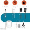image:imageFarberware Classic Kitchen Crock with Knife Holder amp Tools  Plastic Utensil Organizer with Slotted Turner Spoon Whisk Tongs Shears amp 2 Paring Knives Compact Countertop Storage WhiteFilled