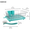 image:imageFarberware Compact Dish Drying Rack with Drainboard Flatware Caddy and Sink Brush Teal  Holds 9 Plates Fits Small Kitchens Apartments and DormsAqua