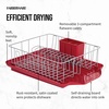 image:imageFarberware Compact Dish Drying Rack with Drainboard Flatware Caddy and Sink Brush Teal  Holds 9 Plates Fits Small Kitchens Apartments and DormsRed