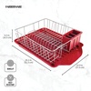 image:imageFarberware Compact Dish Drying Rack with Drainboard Flatware Caddy and Sink Brush Teal  Holds 9 Plates Fits Small Kitchens Apartments and DormsRed