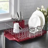 image:imageFarberware Compact Dish Drying Rack with Drainboard Flatware Caddy and Sink Brush Teal  Holds 9 Plates Fits Small Kitchens Apartments and DormsRed