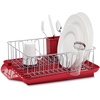 image:imageFarberware Compact Dish Drying Rack with Drainboard Flatware Caddy and Sink Brush Teal  Holds 9 Plates Fits Small Kitchens Apartments and DormsRed