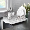 image:imageFarberware Compact Dish Drying Rack with Drainboard Flatware Caddy and Sink Brush Teal  Holds 9 Plates Fits Small Kitchens Apartments and DormsWhite
