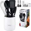 image:imageFarberware Classic Kitchen Crock with Knife Holder amp Tools  Plastic Utensil Organizer with Slotted Turner Spoon Whisk Tongs Shears amp 2 Paring Knives Compact Countertop Storage WhiteFilled