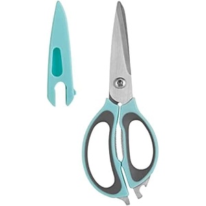 image:imageFarberware 4in1 Kitchen Scissors High Carbon Stainless Steel BlackAqua and Gray