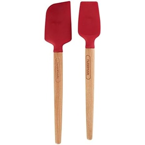 image:imageFarberware 5216385 Professional Heat Resistant Silicone Spatula with Wood HandleSafe for NonStick Cookware Set of 2 RedSet of 2 Mini Spatulas