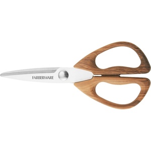 image:imageFarberware AllPurpose Kitchen Shears with Faux WoodGrain Finish Handles Stainless Steel Blades Multipurpose Scissors for Meat Herbs and MorePecan Wood Handles Pack of 12
