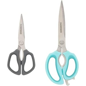 image:imageFarberware Comfort Grip Kitchen Scissors 2 Pack Aqua and GrayAqua and Gray