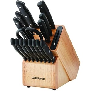 image:imageFarberware Edgekeeper Triple Rivet Block Set with Built in Knife Sharpener 16Piece Black