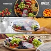 image:imageFARBERWARE BuildaBoard Cutting Board with Lazy Susan Turntable Five Compartments and Clear Locking Lid for Charcuterie Snacks and More AcaciaBlackBamboo
