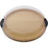 image:imageFARBERWARE BuildaBoard Cutting Board with Lazy Susan Turntable Five Compartments and Clear Locking Lid for Charcuterie Snacks and More AcaciaBlackBamboo