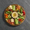 image:imageFARBERWARE BuildaBoard Cutting Board with Lazy Susan Turntable Five Compartments and Clear Locking Lid for Charcuterie Snacks and More AcaciaWhite