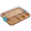 image:imageFARBERWARE Rectangular BuildaBoard Cutting Board with Single Compartment and Clear Locking Lid for Charcuterie Snacks and More BambooBlue