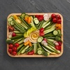 image:imageFARBERWARE Rectangular BuildaBoard Cutting Board with Single Compartment and Clear Locking Lid for Charcuterie Snacks and More BambooNavy
