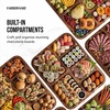 image:imageFARBERWARE Rectangular BuildaBoard Cutting Board with Single Compartment and Clear Locking Lid for Charcuterie Snacks and More BambooWhiteAcacia
