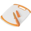 image:imageFarberware 2Piece Paring Knife and Cutting Board Set 35Inch Paring Knife with Resin Coating and CustomFit Blade Cover and NonSlip Plastic Chopping Board DishwasherSafe Set WhiteBlueWhiteOrange