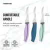 image:imageFarberware Precise Slice Bread Knife 8 Inch Maroon UltraSharp Serrated Blade Ergonomic SoftGrip Handle Ideal for Precision Cutting3Piece Trimming Parer Knife Set