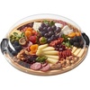 image:imageFARBERWARE BuildaBoard Cutting Board with Lazy Susan Turntable Five Compartments and Clear Locking Lid for Charcuterie Snacks and More AcaciaBlackBamboo