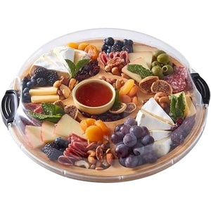image:imageFARBERWARE BuildaBoard Cutting Board with Lazy Susan Turntable Five Compartments and Clear Locking Lid for Charcuterie Snacks and More AcaciaBlack