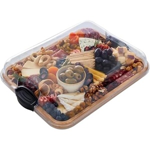 image:imageFARBERWARE Rectangular BuildaBoard Cutting Board with Single Compartment and Clear Locking Lid for Charcuterie Snacks and More BambooBlack