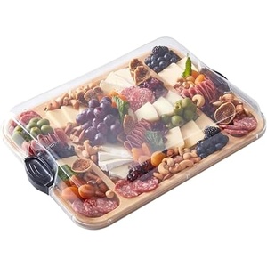 image:imageFARBERWARE Rectangular BuildaBoard Cutting Board with Single Compartment and Clear Locking Lid for Charcuterie Snacks and More BambooOnyxBamboo