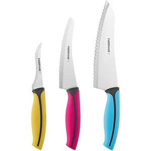 image:imageFarberware Precise Slice Bread Knife 8 Inch Maroon UltraSharp Serrated Blade Ergonomic SoftGrip Handle Ideal for Precision Cutting3Piece Chef Set
