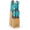 image:imageFarberware Soft Grip Cutlery Knife Block Set 14Piece Aqua and Gray