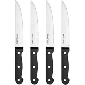 image:imageFarberware 4Piece FullTang Triple Rivet Never Needs Sharpening Stainless Steel Steak Knife Set Black13 Pack of 12