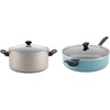 image:imageFarberware Promotional Cookware Aluminum Nonstick Covered Stockpot 105Quart Champagne Silver amp Dishwasher Safe Nonstick Jumbo CookerSaute Pan with Helper Handle  6 Quart Blue