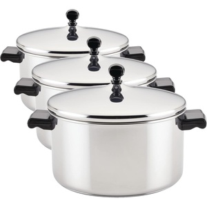 image:imageFarberware Classic Series Double Boiler and Saucepan with Lid 2 QtStockpot 6 Quart Pack of 3