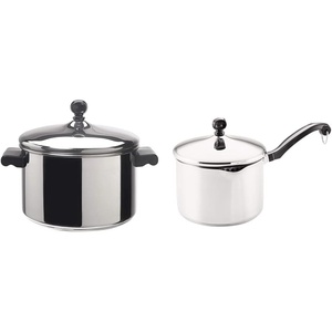 image:imageFarberware Classic Stainless Steel 4Quart Covered Saucepot   Silver amp Classic Stainless Steel 3Quart Covered Straining Saucepan   Silver
