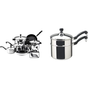 image:imageFarberware Classic Stainless Steel Cookware Pots and Pans Set 15Piece50049Silver amp Classic Stainless Series 2Quart Covered Double Boiler