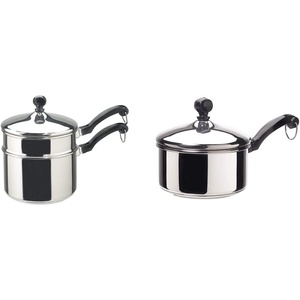 image:imageFarberware Classic Stainless Steel Double Boiler amp Sauce Pan with Lids 2 Quart 1 QuartDouble Boiler  PanSaucepan  1 Quart