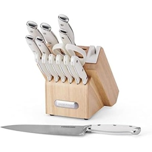 image:imageFarberware Edgekeeper Professional 15piece Forged Triple Riveted Knife Block Set with Builtin Edgekeeper BlackWhite