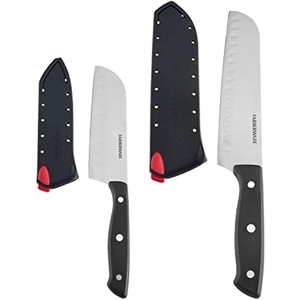 image:imageFarberware Edgekeeper SelfSharpening Triple Riveted Santoku Knife Set 4Piece BlackSantoku Knife Set