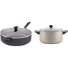 image:imageFarberware Dishwasher Safe Nonstick Jumbo CookerSaute Pan with Helper Handle  6 Quart Black  Farberware Promotional Cookware Aluminum Nonstick Covered Stockpot 105Quart Champagne Silver