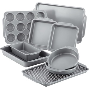 image:imageFarberware Bakeware Nonstick Baking Pans with Baking Sheets Cake Pans MeatloafBread Pan and Muffin Pan 7 Piece Bakeware Set  Gray10Piece