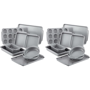 image:imageFarberware Bakeware Nonstick Baking Pans with Baking Sheets Cake Pans MeatloafBread Pan and Muffin Pan 7 Piece Bakeware Set  Gray10Piece Pack of 2