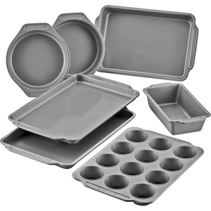 image:imageFarberware Bakeware Nonstick Baking Pans with Baking Sheets Cake Pans MeatloafBread Pan and Muffin Pan 7 Piece Bakeware Set  Gray7Piece Set