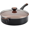 image:imageFarberware Glide Deep Nonstick Frying Pan  Fry Pan  Skillet with Helper Handle  125 Inch Black4 Quart
