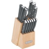 image:imageFarberware Triple Riveted Knife Block Set 15Piece Gray HighCarbon Stainless Steel Blades Ergonomic Handles with Silver Accents Includes Rubber Wood Storage Block