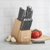 image:imageFarberware Triple Riveted Knife Block Set 15Piece Gray HighCarbon Stainless Steel Blades Ergonomic Handles with Silver Accents Includes Rubber Wood Storage Block