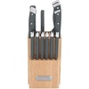 image:imageFarberware Triple Riveted Knife Block Set 15Piece Gray HighCarbon Stainless Steel Blades Ergonomic Handles with Silver Accents Includes Rubber Wood Storage Block