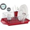 image:imageFarberware 3Piece Dish Rack Set Red amp Large Cutting Board Dishwasher Safe Plastic Chopping Board for Kitchen with Easy Grip Handle 11inch by 14inch White