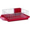 image:imageFarberware 3Piece Dish Rack Set Red amp Large Cutting Board Dishwasher Safe Plastic Chopping Board for Kitchen with Easy Grip Handle 11inch by 14inch White